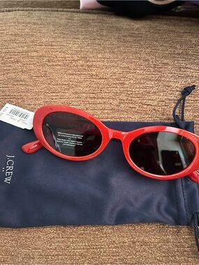 J.Crew Red Oval Cateye Sunglasses